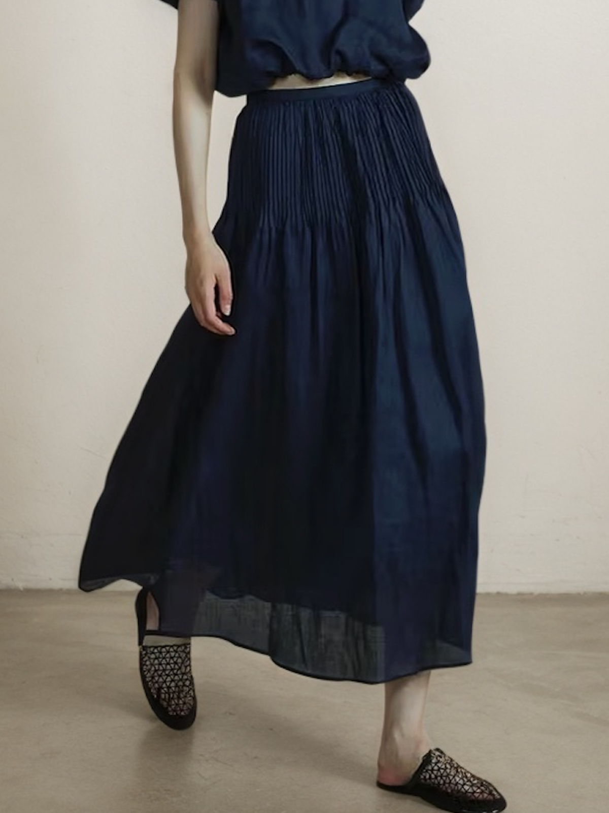 Linen Plain Maxi Skirt