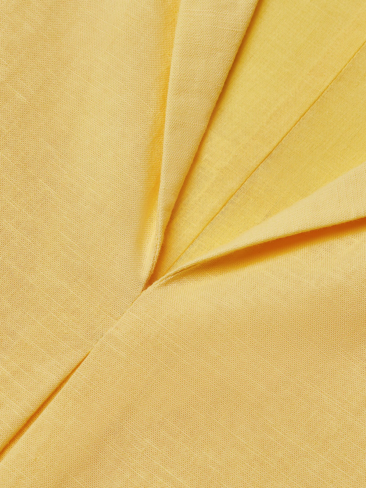 Linen Shawl Collar Plain Short Sleeve Mini Dress