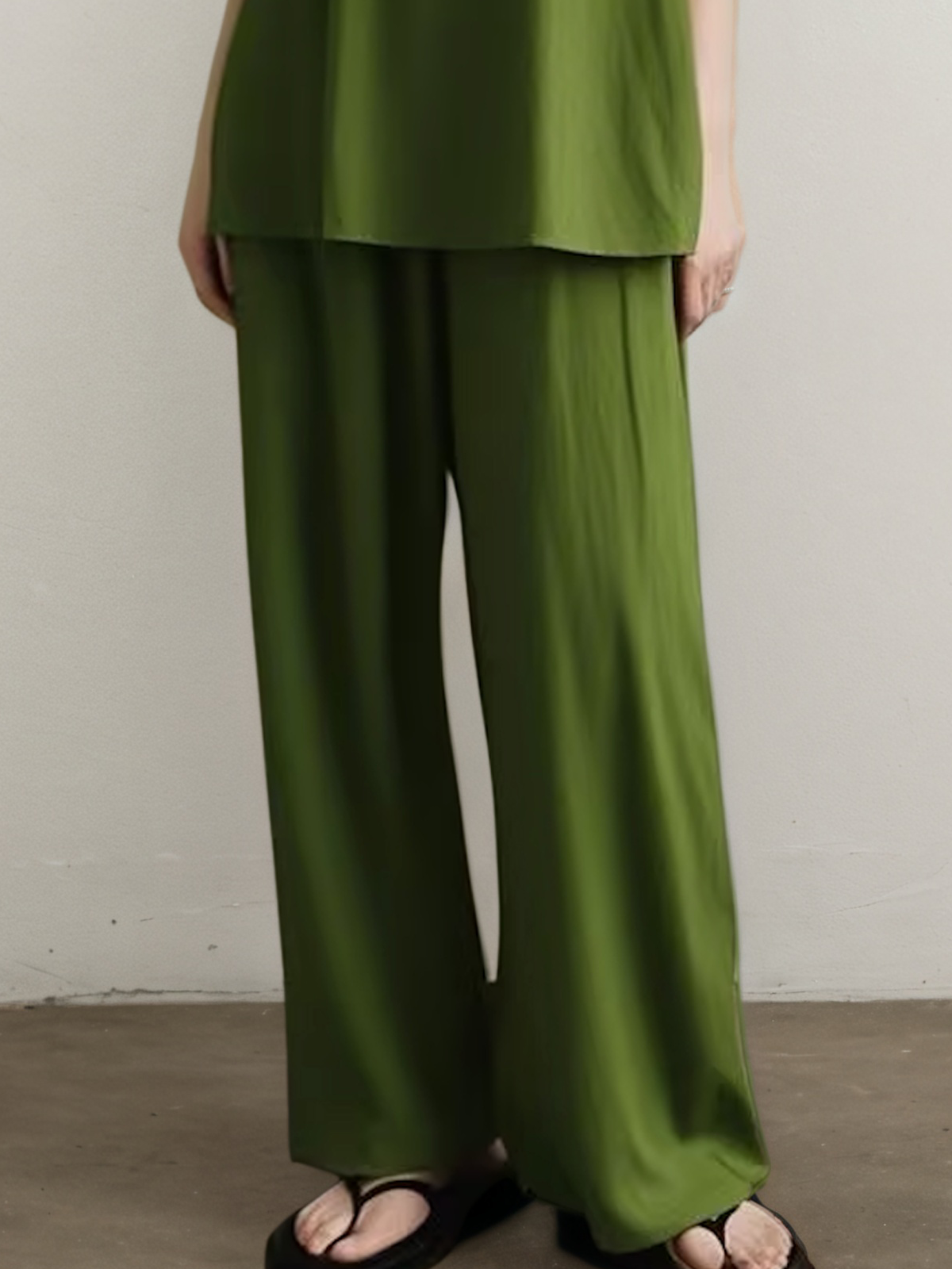 Linen Halter Plain Sleeveless Top With Pants Two-piece Set Linen Halter Plain Sleeveless Top With Pants Two-piece Set