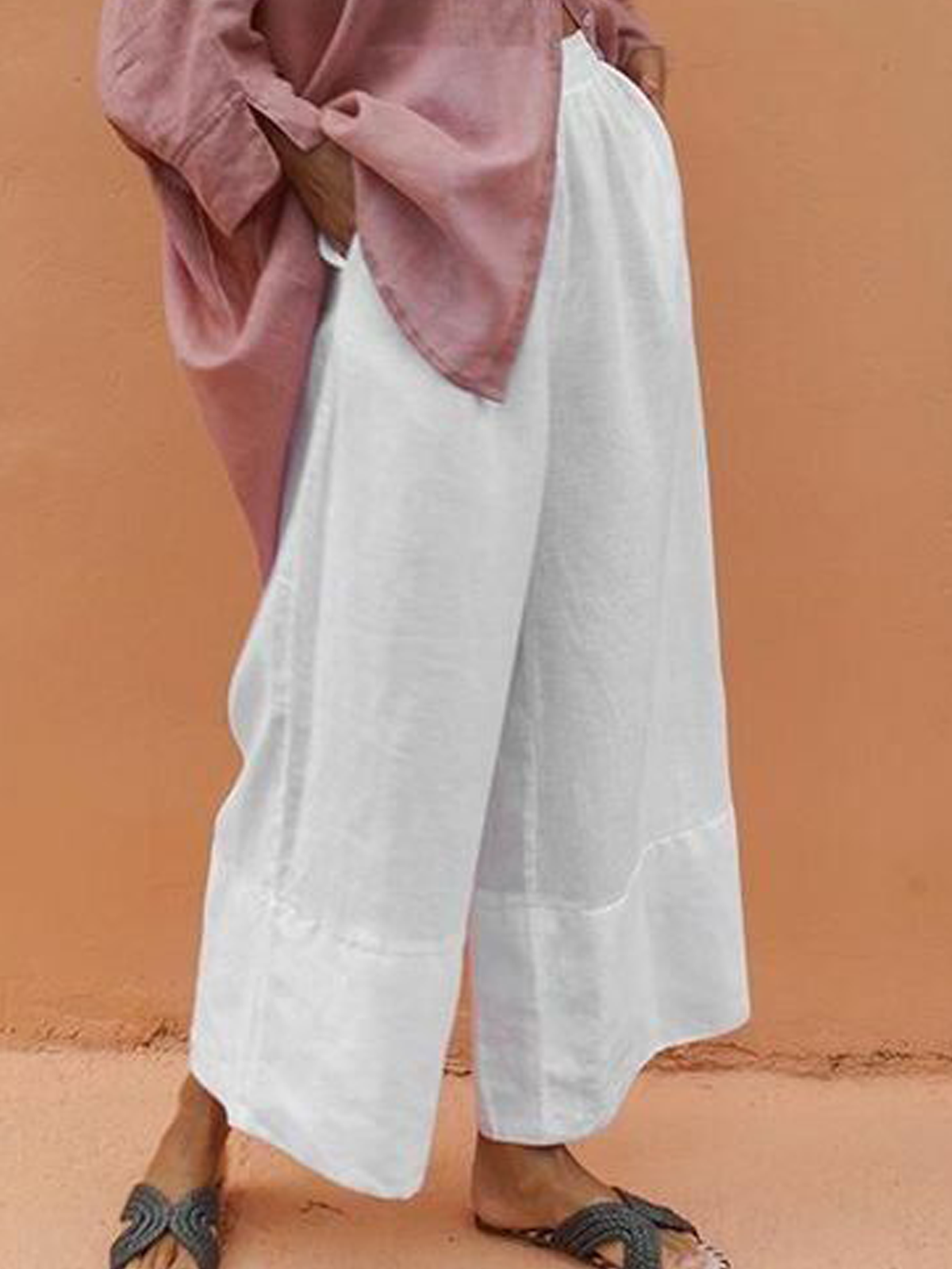 Cotton And Linen Plain Pants