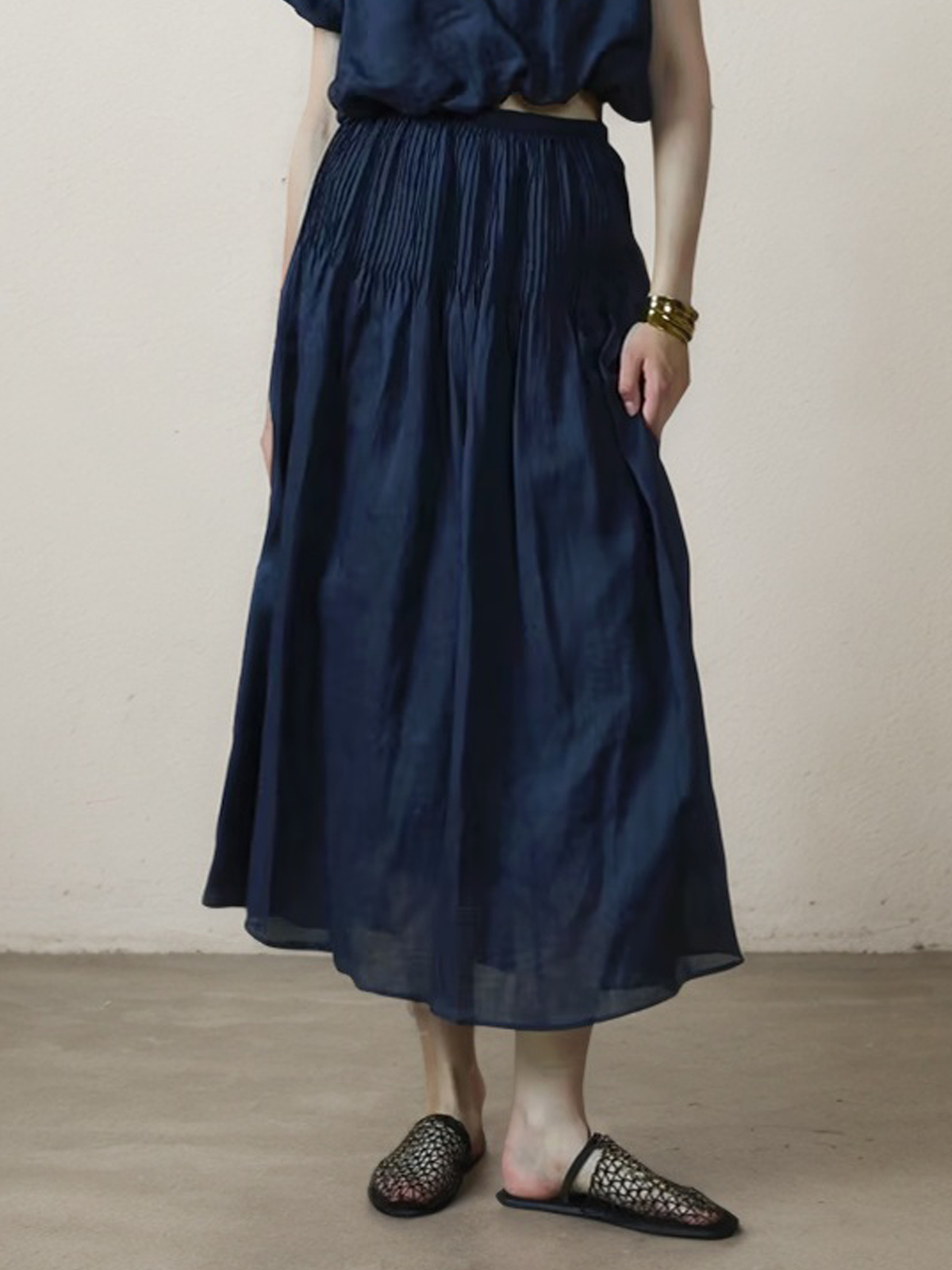 Linen Plain Maxi Skirt