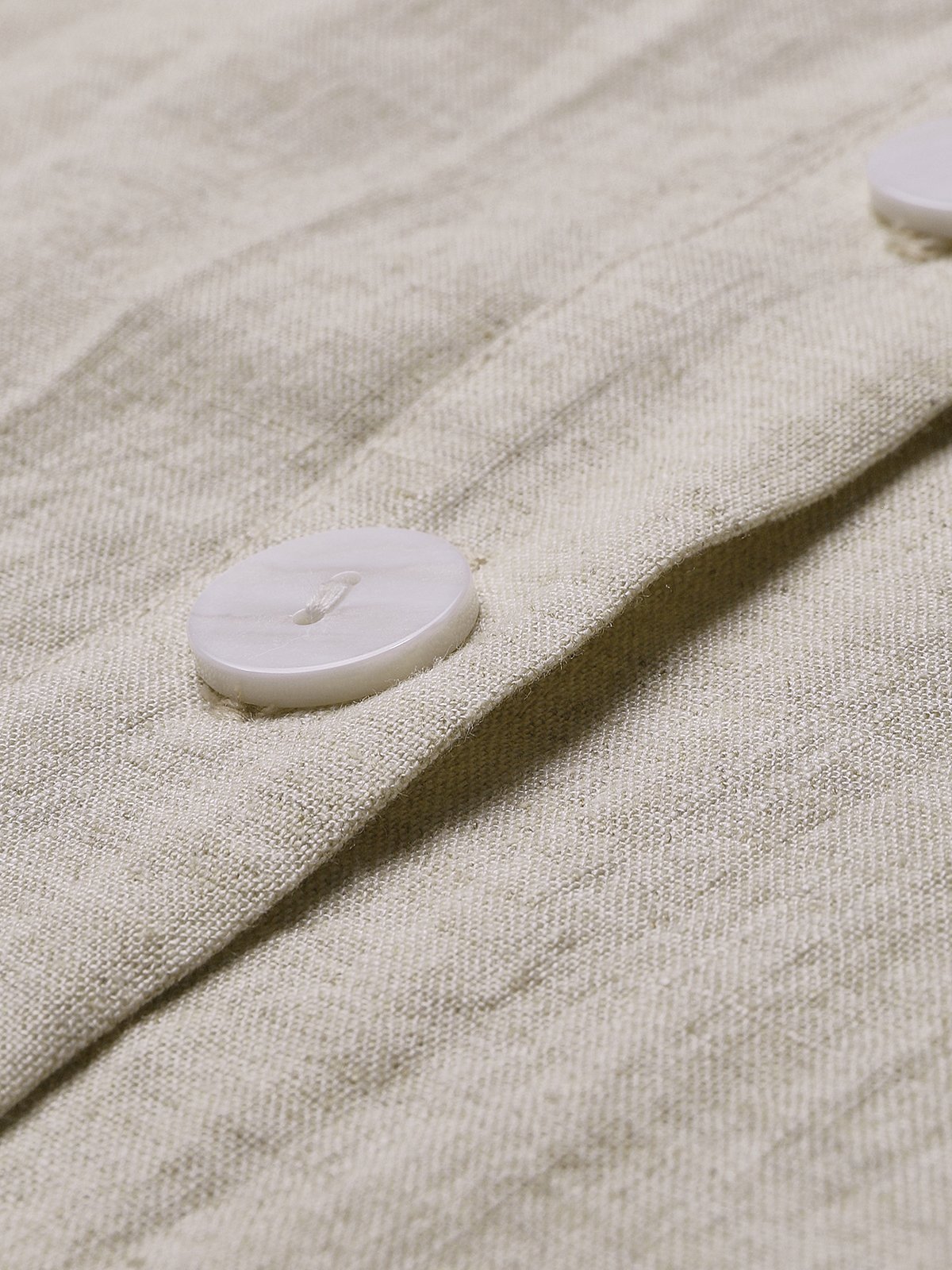 Cotton And Linen Stand Collar Button Design Sleeveless Midi Dress