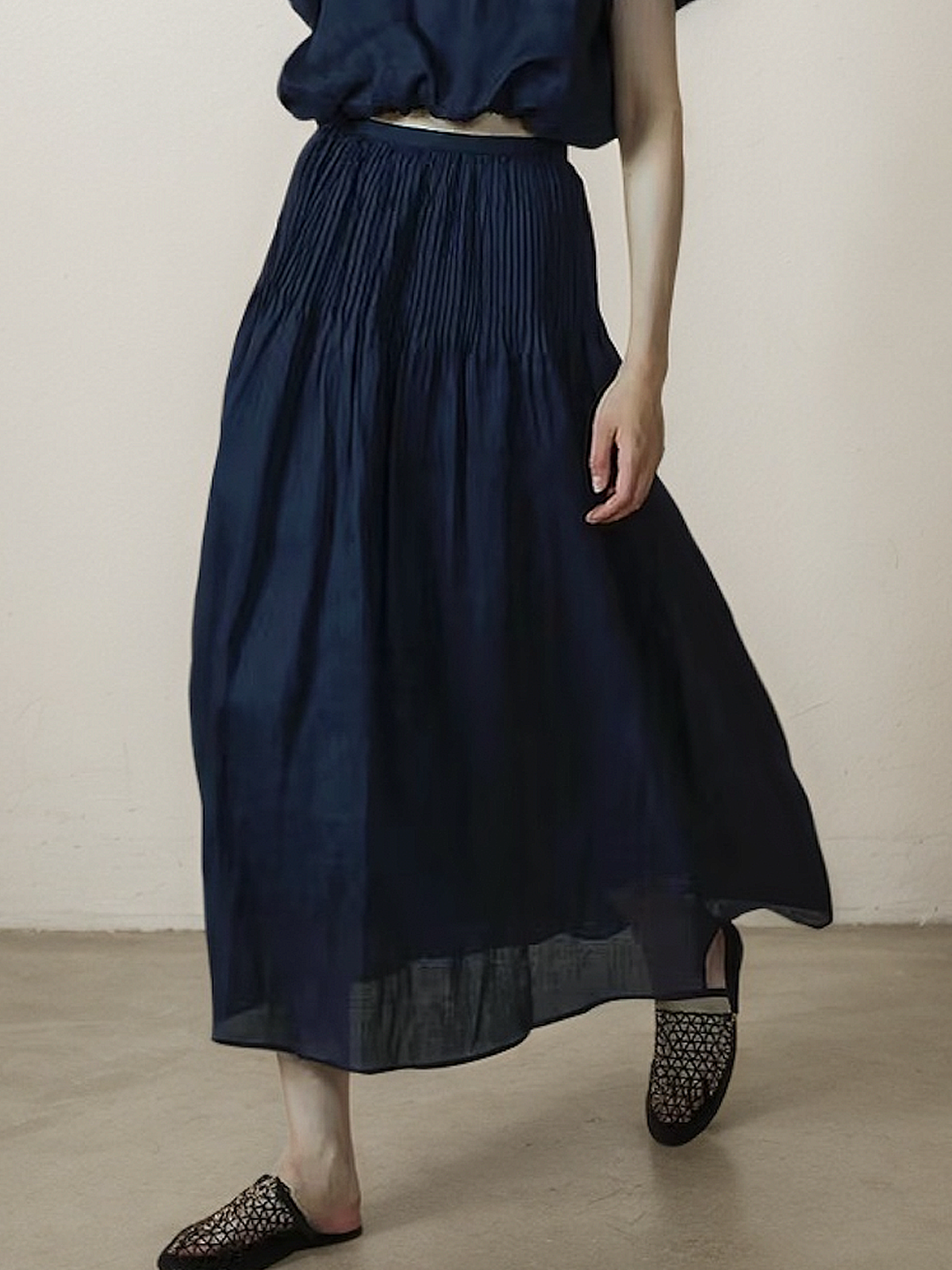 Linen Plain Maxi Skirt