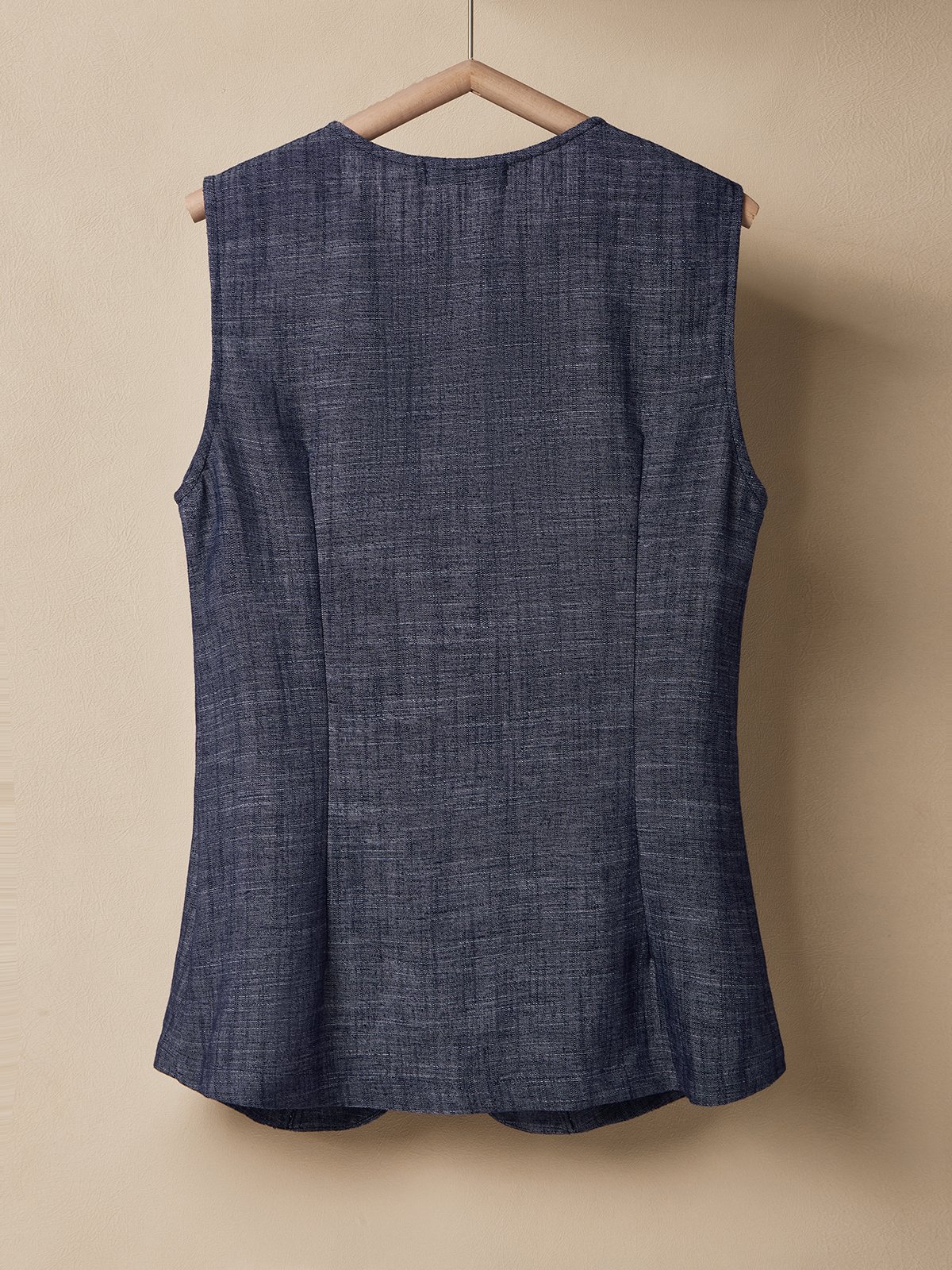 Linen Crew Neck Plain Sleeveless Vest