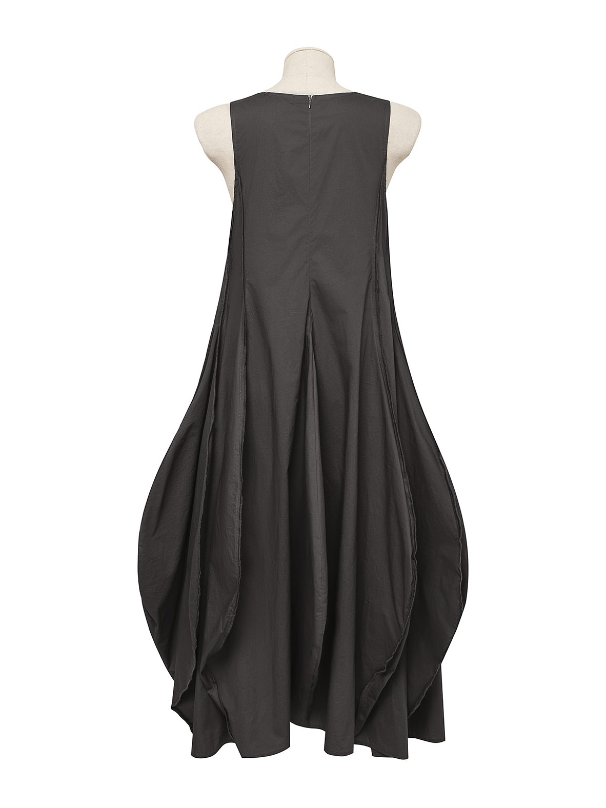 Cotton And Linen Crew Neck Plain Sleeveless Maxi Dress