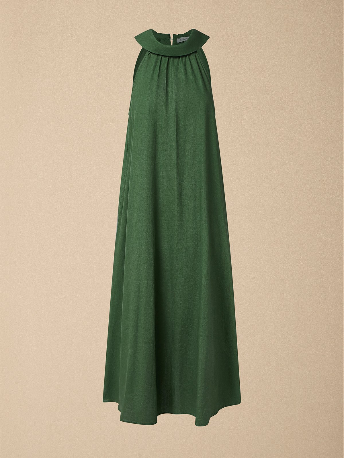 Linen Halter Plain Sleeveless Maxi Dress